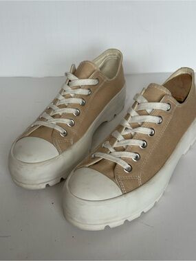 Sincerely Jules Vasco Tan Canvas Platform Lug Sole Sneakers Womens 9